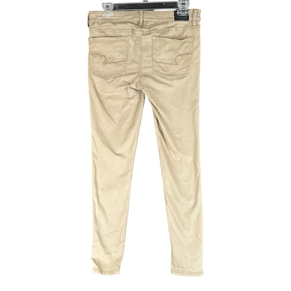 American Eagle Women’s 8 Super Super Stretch Jeggings Khaki Pants Y2K Neutral - Picture 3 of 16